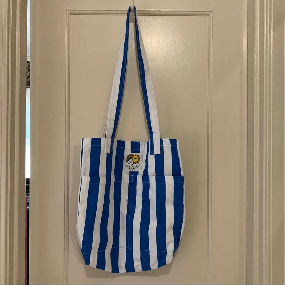 Big Bud Press Everyday Tote. Blue and White Striped, First Run.